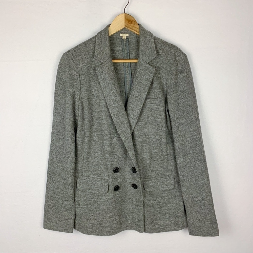 J. Crew Gray 100% Wool Sweater Blazer Relaxed Neutral Travel Capsule Wardrobe